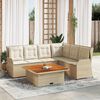 vidaXL 5-delige Loungeset met kussens poly rattan beige