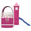 vidaXL Kinderhoogslaper met toren 90x200 cm massief grenenhout roze