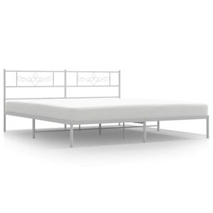 vidaXL Bedframe met hoofdbord metaal wit 193x203 cm