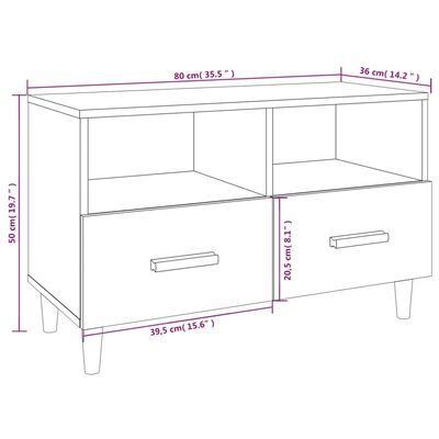 vidaXL Tv-meubel 80x36x50 cm bewerkt hout grijs sonoma eikenkleurig