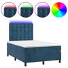 vidaXL Boxspring met matras en LED fluweel donkerblauw 120x190 cm