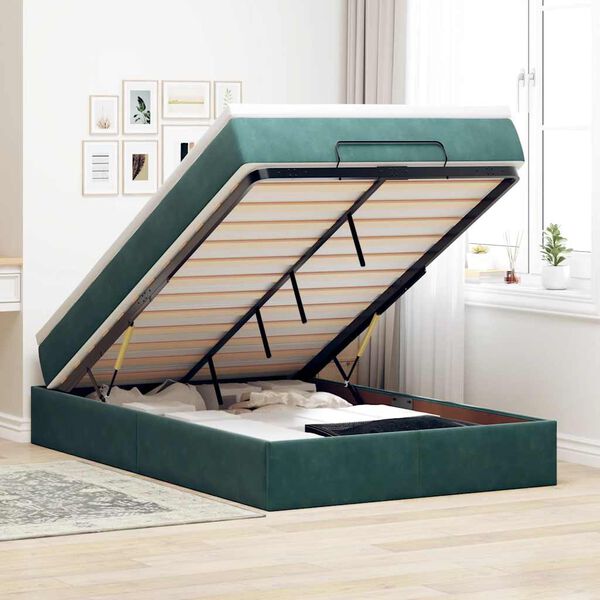 vidaXL Ottoman bed met matras 120x200cm fluweel donkergroen