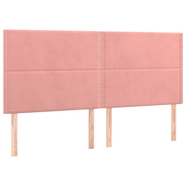 vidaXL Hoofdbord roze 200x5x118/128 cm fluweel