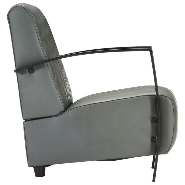 vidaXL Fauteuil echt leer grijs