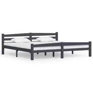 vidaXL Bedframe massief grenenhout donkergrijs 200x200 cm
