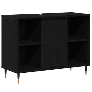 vidaXL Badkamer Kast met plank Zwart 80 x 33 x 60 cm Bewerkt hout