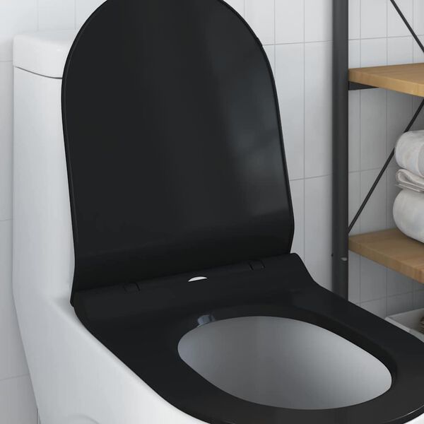 vidaXL Toiletzitting Verstelbaar Zwart 48,5 x 36 x 5 cm Polypropyleen