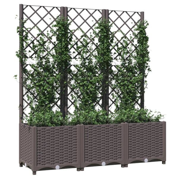 vidaXL Plantenbak met trellis bruin 120x40x136 cm PP