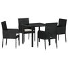 vidaXL Tuin eettafelset 5 st Zwart poly rattan