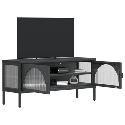 vidaXL Tv-meubel 105x35x50 cm glas en staal zwart