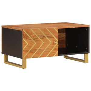 vidaXL Salontafel 80x50x40 cm massief mangohout bruin en zwart