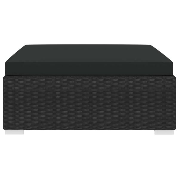 vidaXL Voetensteun 1 st met kussen poly rattan zwart