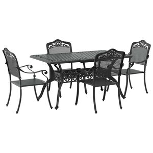 vidaXL Tuin eettafelset 5 pcs Zwart Aluminium