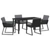 vidaXL Tuin eettafelset 5 pcs Zwart Gepoedercoat staal
