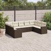vidaXL 9-delige Loungeset met kussens poly rattan bruin