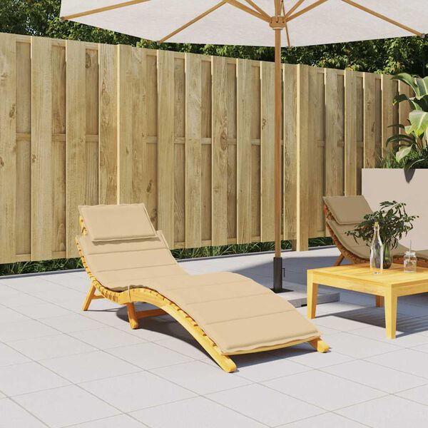 vidaXL Ligbedkussen 186x58x4 cm stof gemêleerd beige