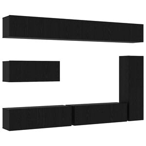 vidaXL Tv-meubelset Wandgemonteerd 7 pcs Zwart Eiken Bewerkt hout