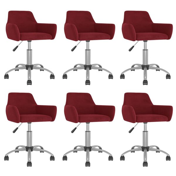 vidaXL Eetkamerstoelen draaibaar 6 st fluweel wijnrood