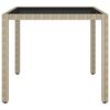 vidaXL 3-delige Tuinset poly rattan en gehard glas beige