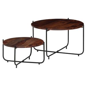 vidaXL 2-delige Salontafelset 60x35 cm massief acaciahout