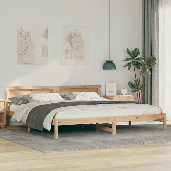 vidaXL Bedframe met hoofdeinde Bruin 180 x 200 cm Massief grenenhout