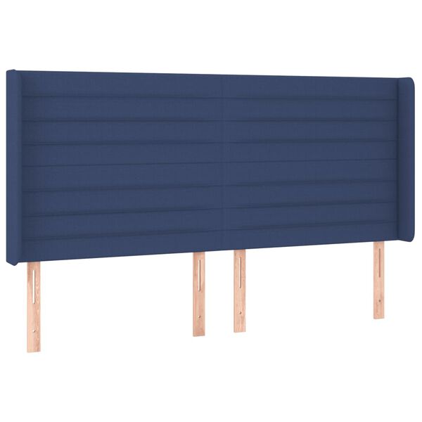 vidaXL Hoofdbord LED 203x16x118/128 cm stof blauw