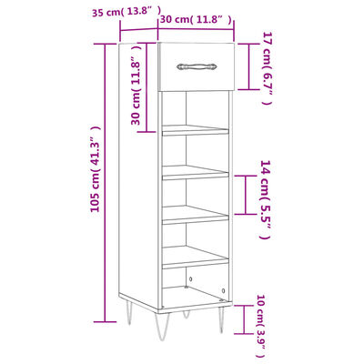 vidaXL Schoenenkast 30x35x105 cm bewerkt hout wit