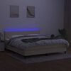 vidaXL Boxspring met matras en LED stof cr&egrave;mekleurig 160x200 cm