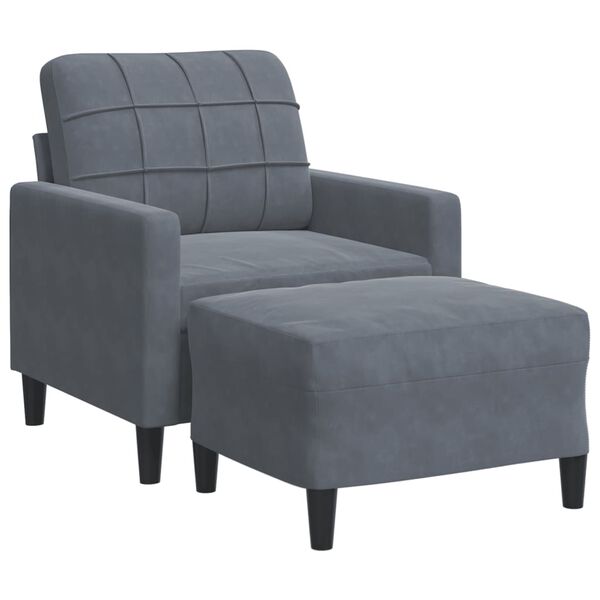 vidaXL Fauteuil met voetenbank 60 cm fluweel donkergrijs