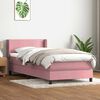 vidaXL Boxspring met matras fluweel roze 80x210 cm