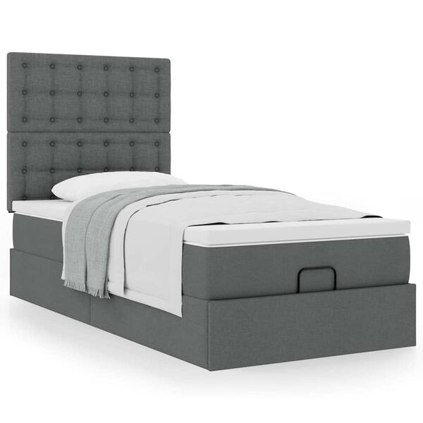 vidaXL Ottoman bed met matras 80x200cm stof donkergrijs