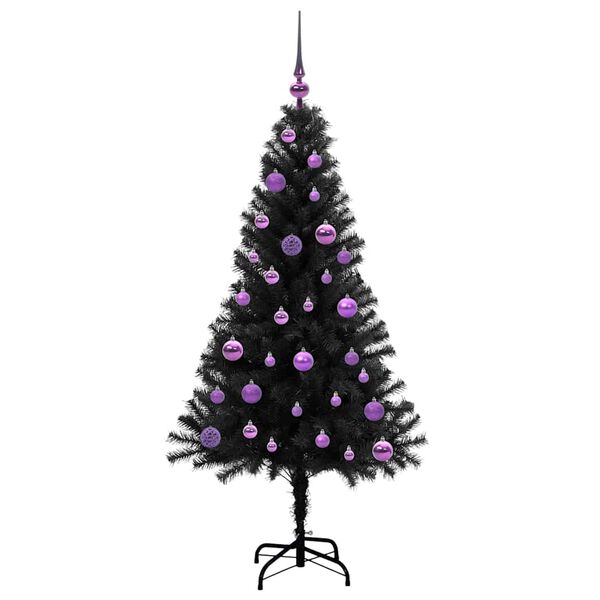 vidaXL Kerstboom met 150 LED met standaard Zwart 150 cm PVC