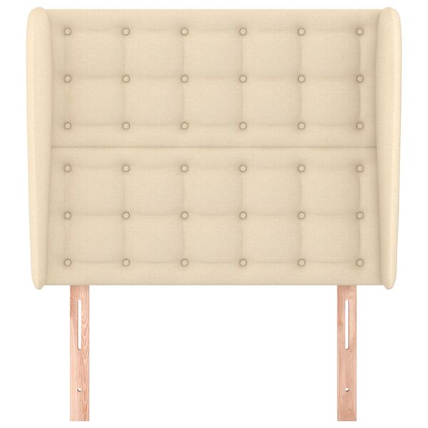 vidaXL Hoofdbord met randen 103x23x118/128 cm stof cr&egrave;mekleurig