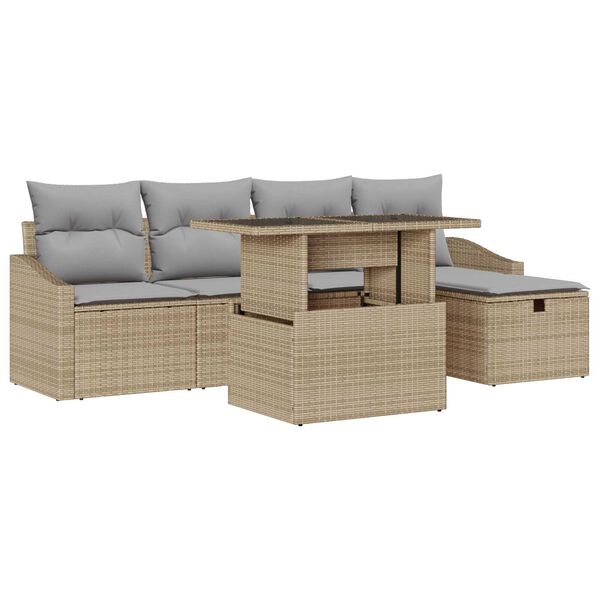 vidaXL Tuin Sofa Set 6 pcs Beige poly rattan