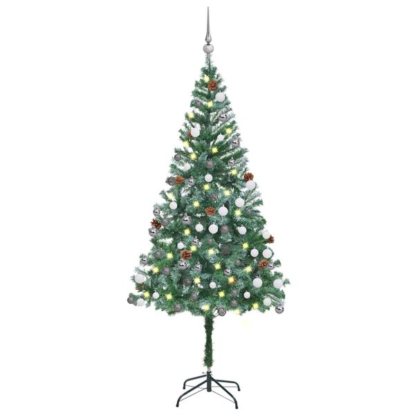 vidaXL Kunstkerstboom met verlichting kerstballen dennenappels 180 cm