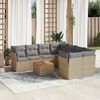 vidaXL 9-delige Loungeset met kussens poly rattan beige