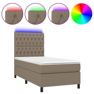 vidaXL Boxspring met matras en LED stof taupe 80x200 cm