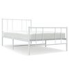 vidaXL Bedframe met hoofd- en voeteneinde metaal wit 75x190 cm