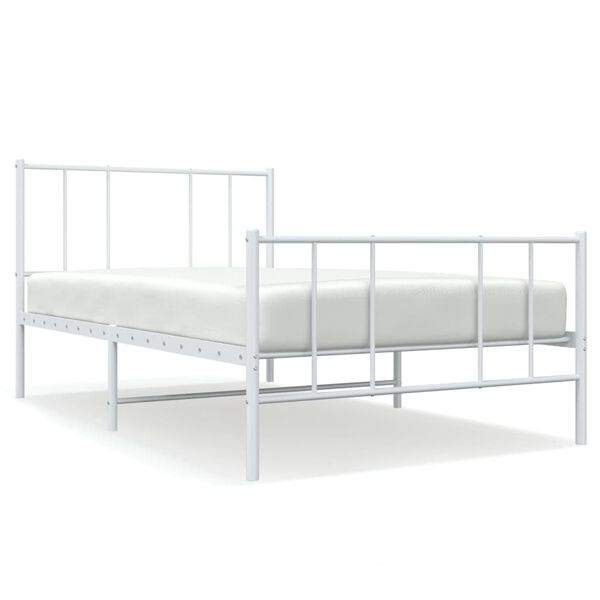 vidaXL Bedframe met hoofd- en voeteneinde metaal wit 75x190 cm