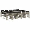 vidaXL 11-delige Tuinset met kussens poly rattan lichtgrijs
