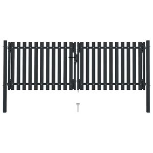 vidaXL Dubbele poort met deur staal 300x75 cm antraciet