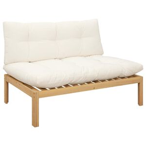 vidaXL Midden Sofaset Licht Acacia en Cr&egrave;me Wit Acaciahout