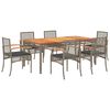 vidaXL 7-delige Tuinset met kussens poly rattan grijs