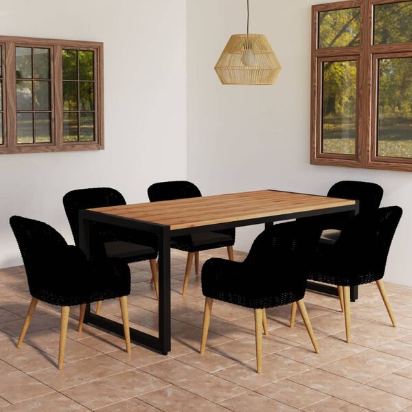 vidaXL 7-delige Tuinset zwart