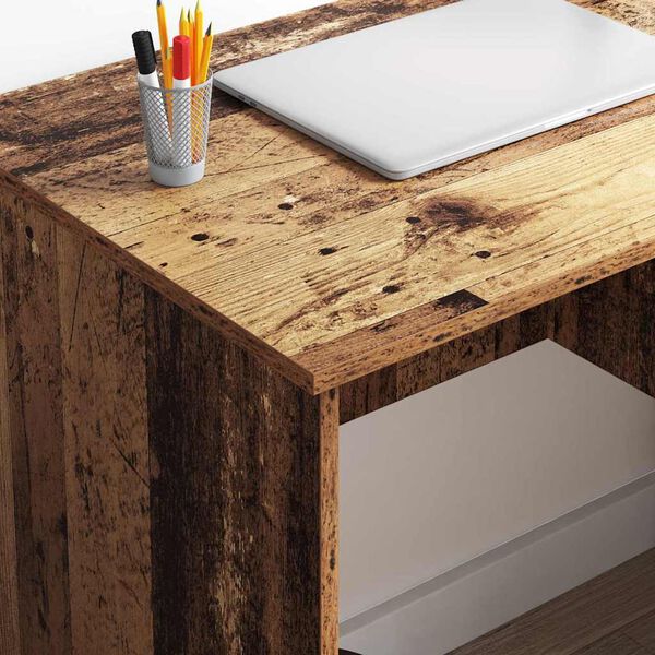 vidaXL Bureau met lade met plank Oud Hout 90 x 49 x 75 cm Bewerkt hout