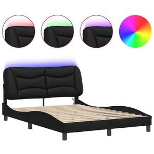 vidaXL Bedframe met LED zonder matras "Hvar" zwart 140x190 cm