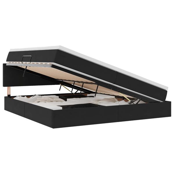 vidaXL Opbergbed met LED met matras met LED Zwart 200 x 200 cm Fluweel