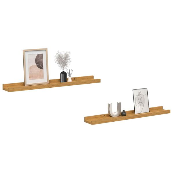 vidaXL Wandplank met plank 2 pcs Beige 60 x 9 x 3 cm Bewerkt hout
