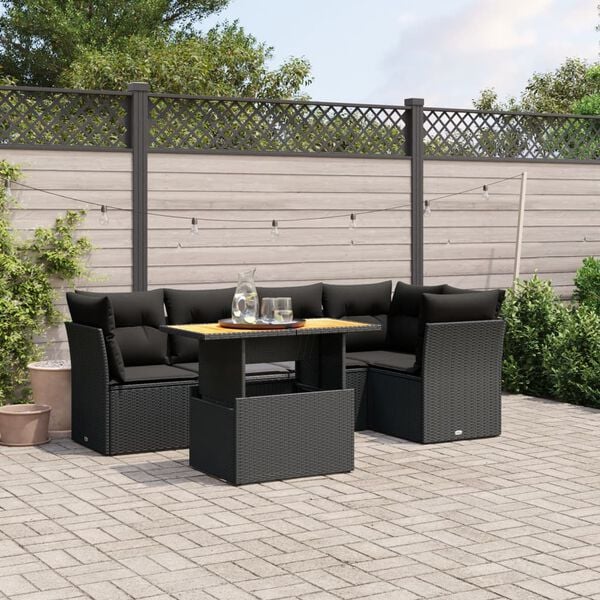 vidaXL 5-delige Loungeset met kussens poly rattan grijs