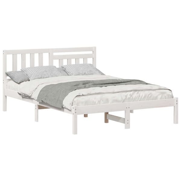 vidaXL Bedframe met hoofdeinde Wit 120 x 190 cm Massief grenenhout